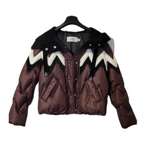 NWT Coach Fair Isle Puffer Jacket XS Maroon/Brown